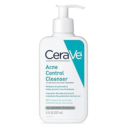 CeraVe Acne Treatment Face Wash, Salicylic Acid Cleanser