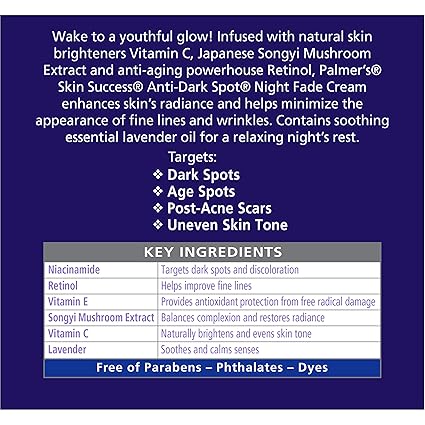 Palmer's Skin Success Anti-Dark Spot Nighttime Fade Cream with Retinol & Niacinamide, Dark Spot Corrector for Face, Night Moisturizer