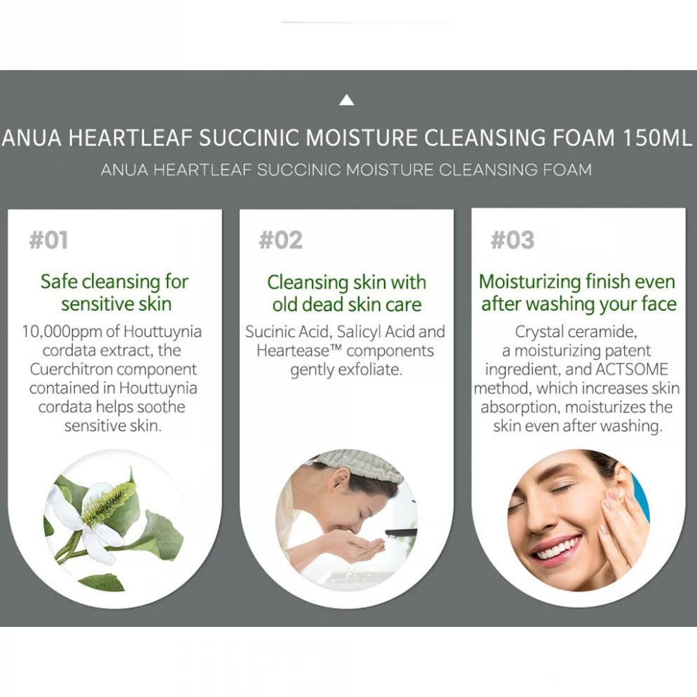 ANUA  Heartleaf Succinic Moisture Cleansing Foam