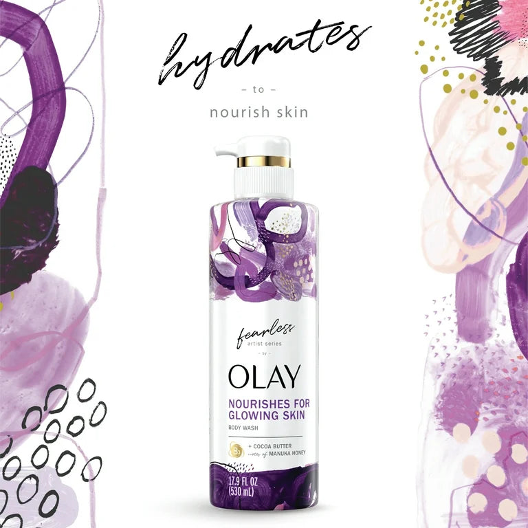 Olay Fearless Moisturizing Body Wash for Women with Cocoa Butter and Notes of Manuka Honey