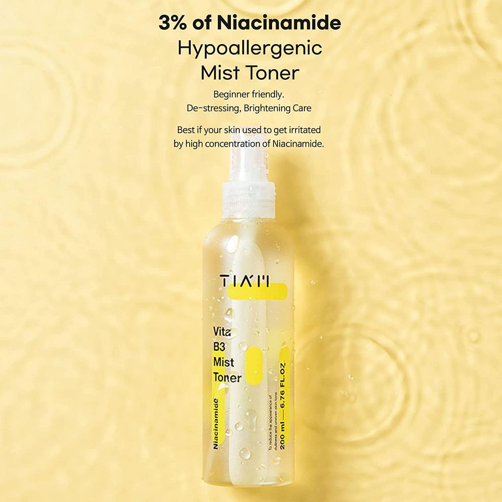 TIAM Vita B3 Mist Toner with Niacinamide, Tranexamic Acid, and Vitamin C for All Skin Types, Facial Mist That hydrates, refreshes & brightens