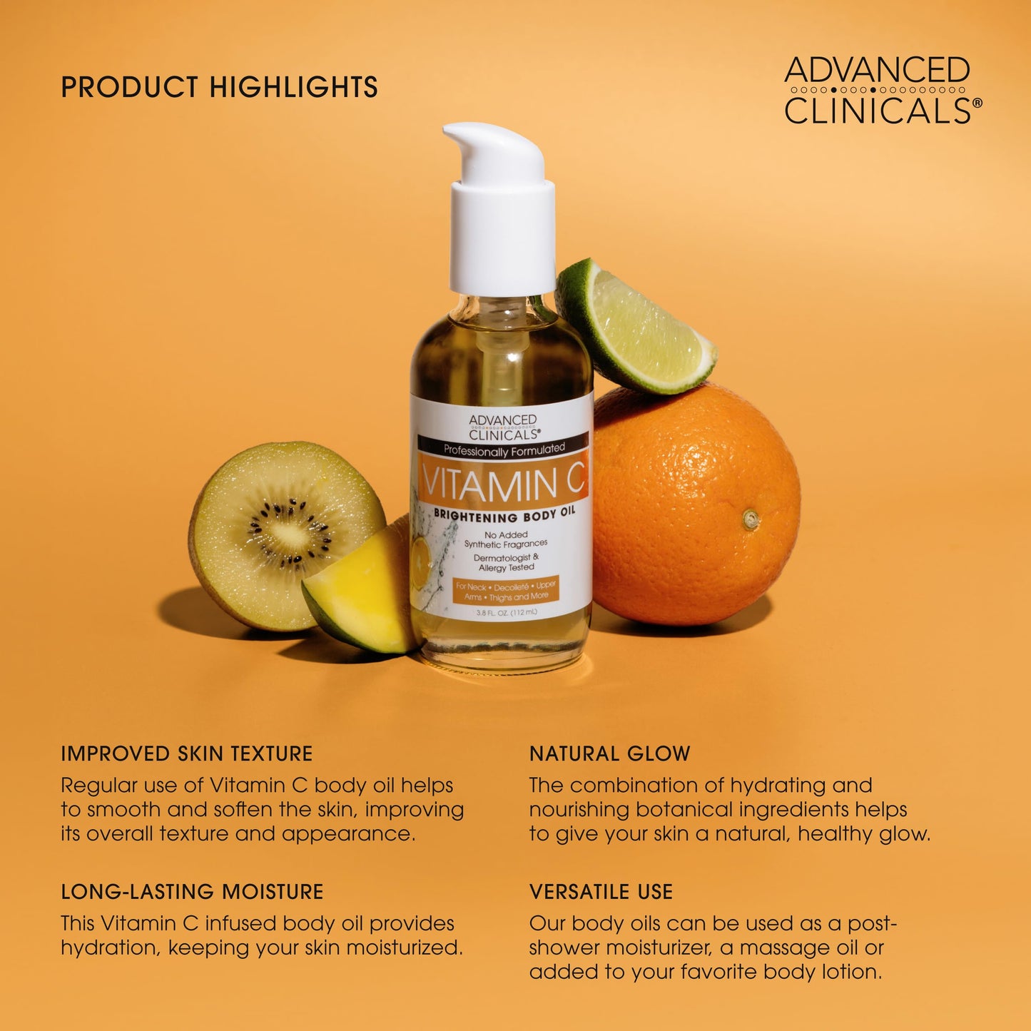 Advanced Clinicals Vitamin C Body Oil Skin