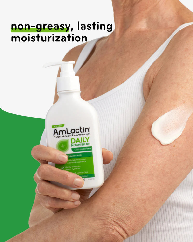 AmLactin Daily Nourish 12% - 14.1 oz Body Lotion with 12% Lactic Acid - Exfoliator and Moisturizer for Dry Skin