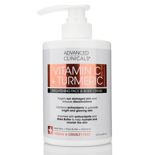 Advanced Clinicals Vitamin C Cream Dry Skin Rescue Skin Care Face & Body Cream Infused W/Turmeric, Vitamin E, & Shea Butter. Firming & Brightening Anti Aging Moisturizer