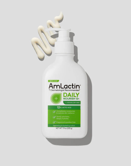 AmLactin Daily Nourish 12% - 14.1 oz Body Lotion with 12% Lactic Acid - Exfoliator and Moisturizer for Dry Skin